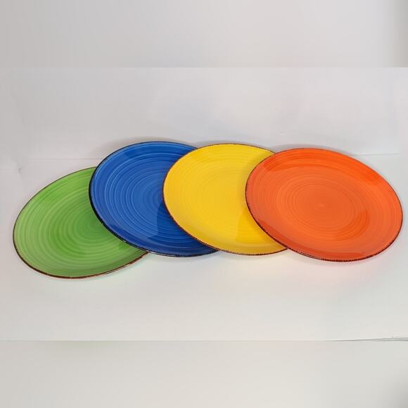 Vancasso Multicolored Stoneware Fiesta Round Dinner Plates Set of 4 - Picture 13 of 13